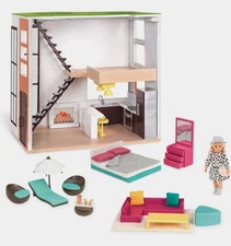 Lori Dolls – Living Room, Kitchen, Bedroom, Outdoor Patio Loft – Dollhouse & Acc