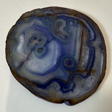 Blue Banded Agate Slice Polished Lapidary Slab Paperweight Approx 4 in