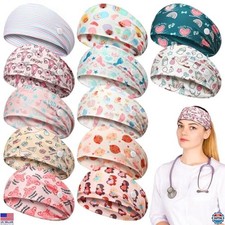 12 Pcs Non-Slip Nursing Headbands with Buttons for Labor  Delivery Nurses