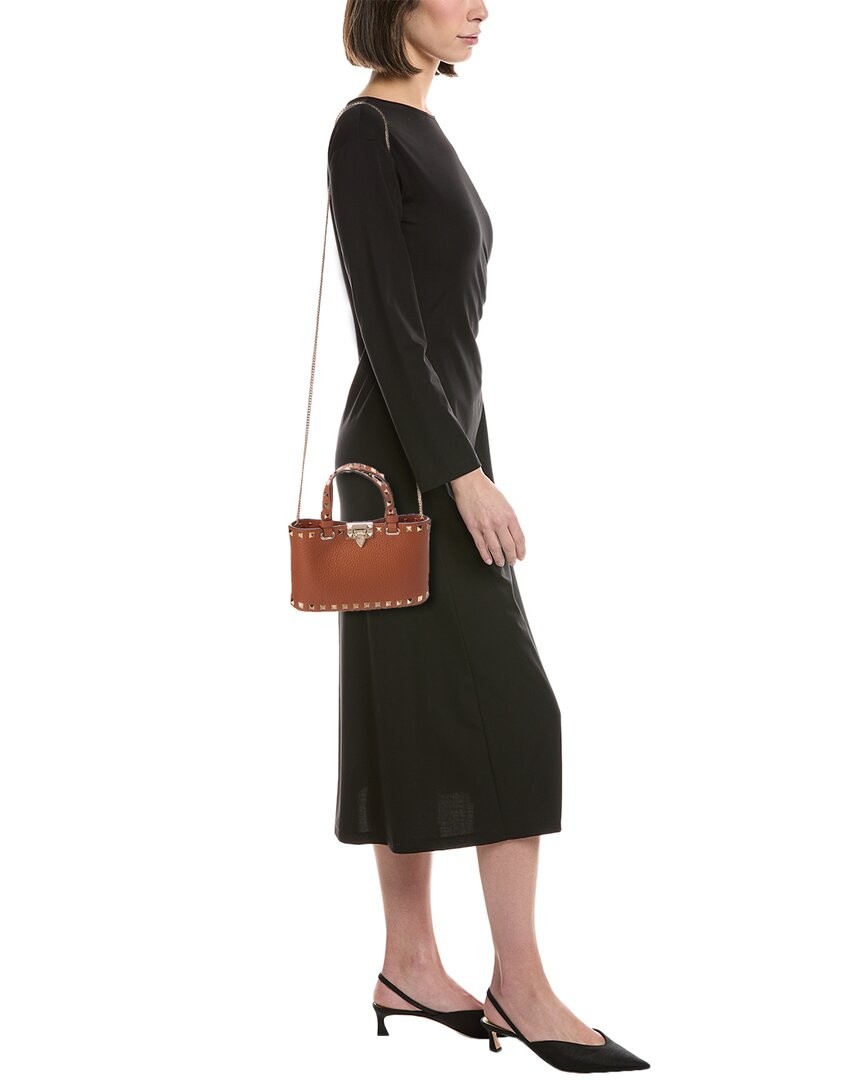 Valentino Rockstud Mini Leather Tote Women's Brown thumbnail 4