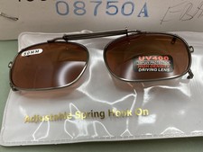 New Driving UV 08750A Eye Protection Clip on Sunglasses 50MM Black chrome/Amber
