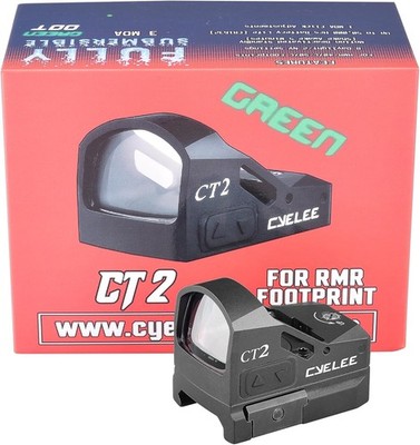 Cyelee CT2 Shake Awake Green Dot Micro Mini Reflex Sight 3MOA for RMR/SRO Footpr