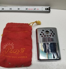 Vintage 1970's Jon-E Hand Warmer Chrome Pocket Heater with Pouch
