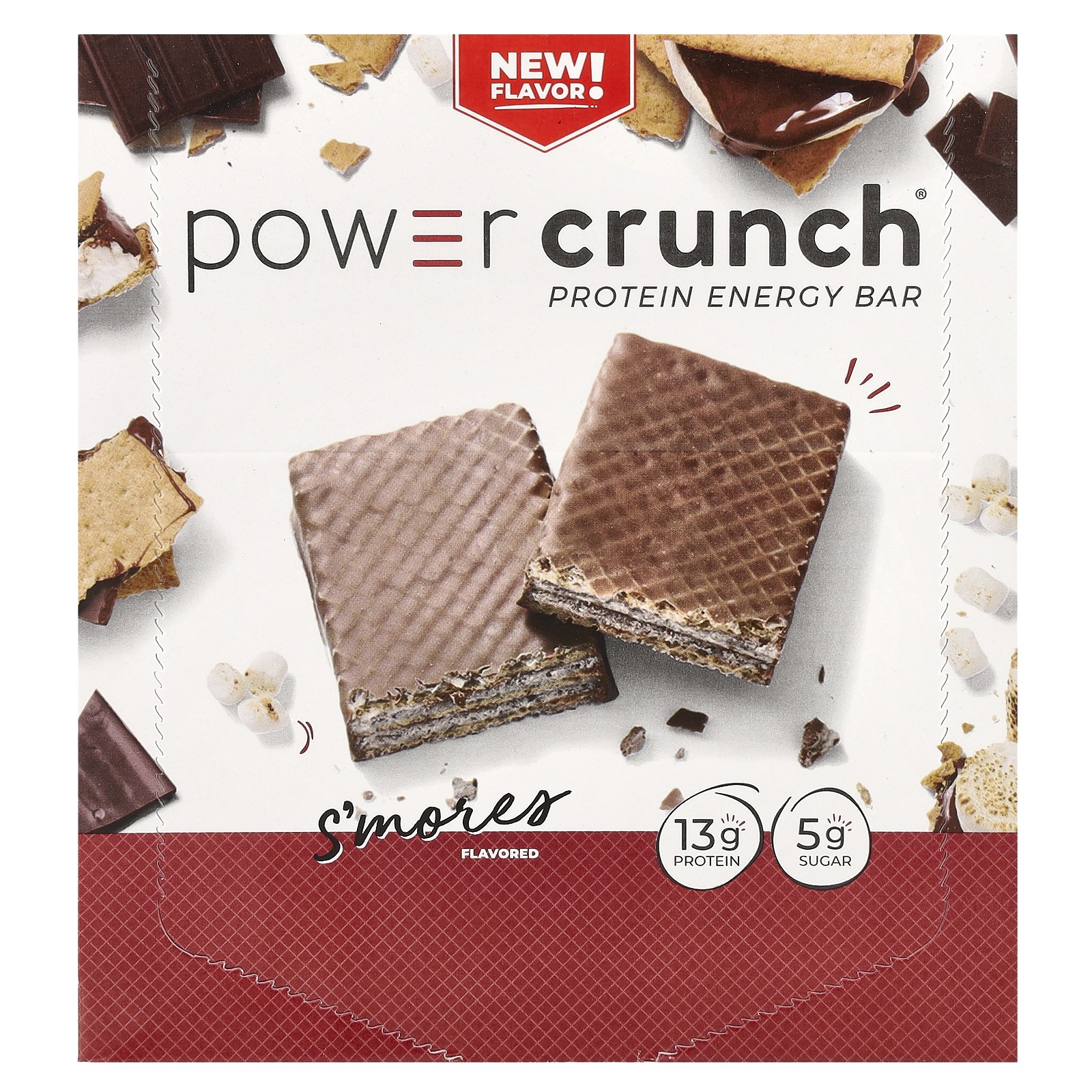 Протеи энергетический батончик Power Crunch Smores 12 батончиков по 14 унции 40 г каждый 5290₽