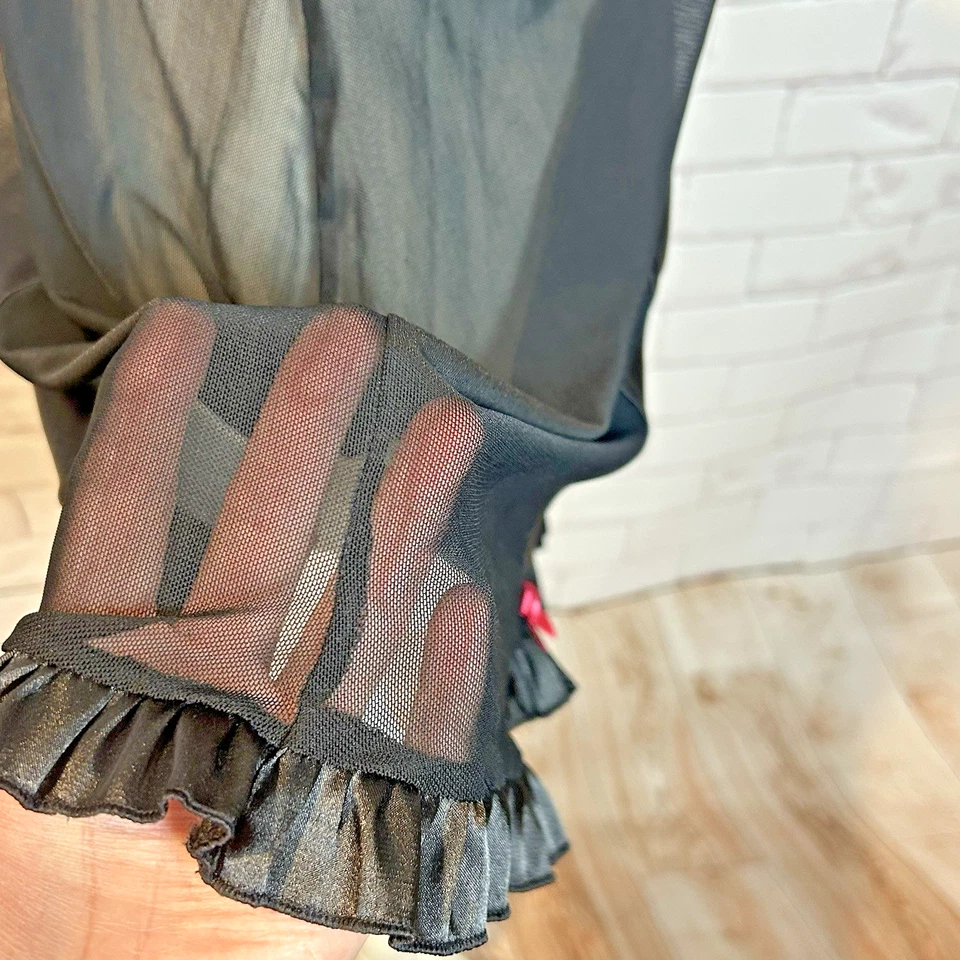 Roupão e vestido íntimo APT 9 conjunto de 2 peças feminino GG preto rosa cetim camisola - Imagem 4 de 4