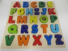 Preschool Educational Wooden 26 Piece Chunky Alphabet Puzzle Ships Free