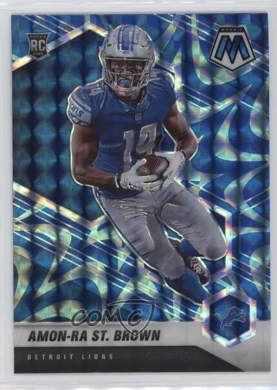 2021 Panini Mosaic Rookies Reactive Blue Prizm Amon-Ra St Brown Rookie RC 0y8x
