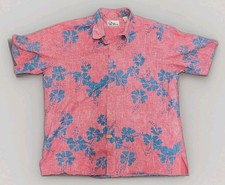 Vtg Reyn Spooner 50th State Flower Hawaiian Shirt XL Pink Blue Spooner Kloth