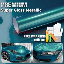Premium Super Gloss Metallic Peacock Green Vinyl Car Wrap Sticker Decal Sheet