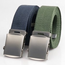 Unisex Fully Adjustable Canvas Web Belt with Black Flip Top Buckle 50'' Long