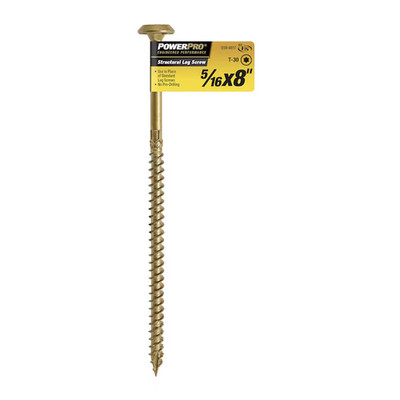 Power Pro 48926 Structural Lag Screws 5/16 x 8'', T-30 Box of 30