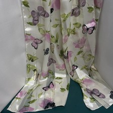 Butterfly Print Sheer Scarf White Green Purple Lightweight Korea 13 x 60