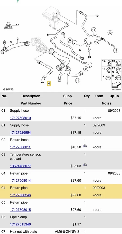 Nueva manguera de refrigerante genuina BMW E65 (2002-2008) OEM 17127568246 Foto 3 de 3