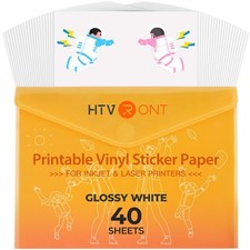 Printable Vinyl for Inkjet Printer  Laser Printer - 40 Pcs Glossy White Wate...