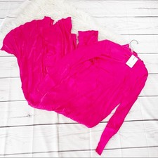 ASOS WHITE Raw Edge Hot Pink Paneled High Neck Long Sleeve Maxi Dress Size 10