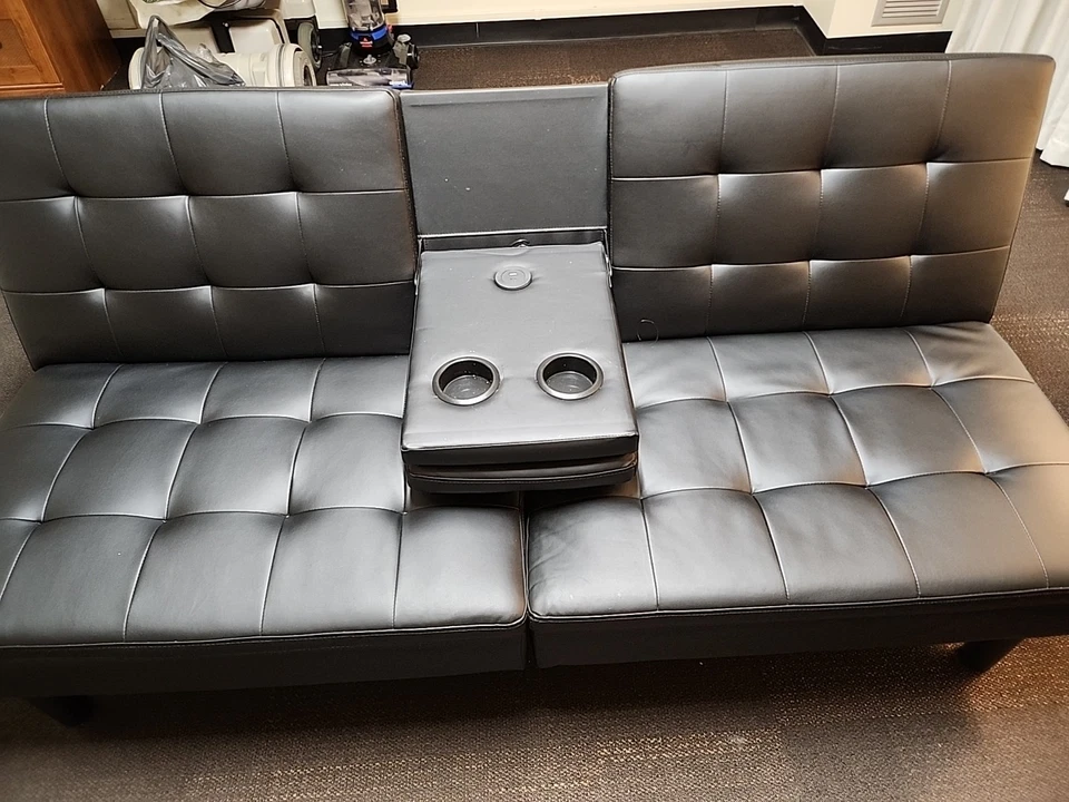 Futon Sofa Bed With Cup Holders, USB Ports, Reg. USB And Type C Ports. - Image 3 of 3