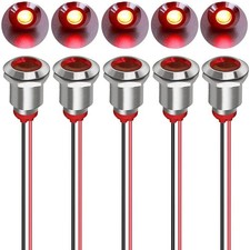 5pcs 12mm Waterproof LED Metal Indicator Light 12-24V AC/DC Signal Lamp