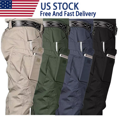 Men's Pants Cargo Tactical Work Combat Pants Outdoor Hiking Waterproof Trousers