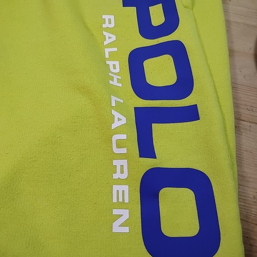 Polo Sport Ralph Lauren Sweat Shorts Mens Large Neon Yellow Fleece Drawstring 🟡 - Picture 2 of 6