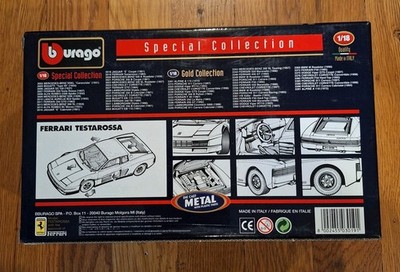 1984 FERRARI TESTAROSSA YELLOW 1:18 by BBURAGO 3019 MADE IN ITALY