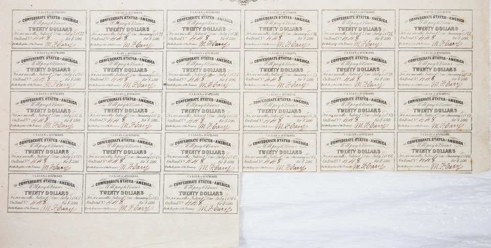 1862 CONFEDERATE STATES OF AMERICA $500 LOAN BOND & COUPONS Read P346 - Image 3 of 4