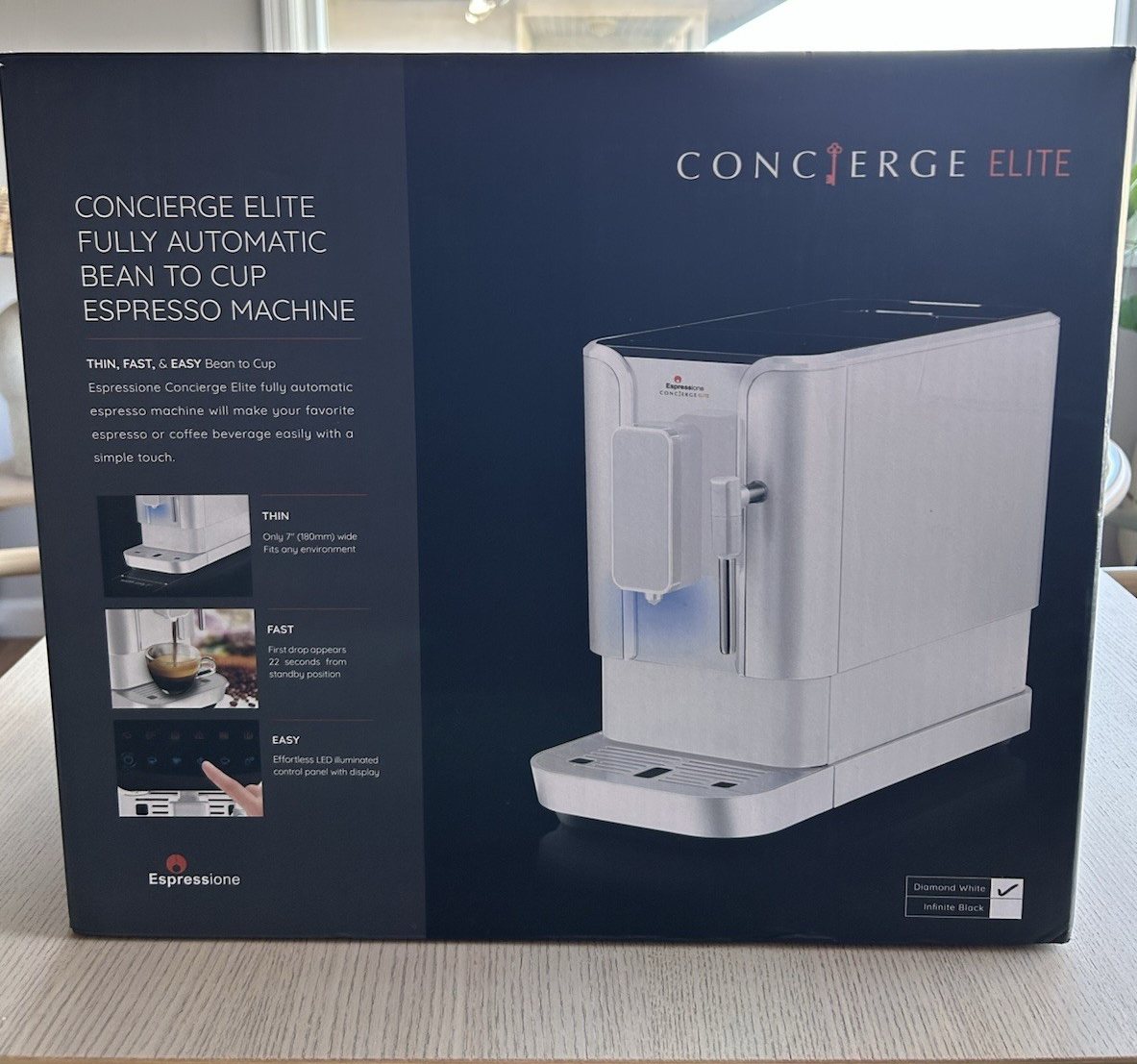 Espressione Concierge Elite Fully Automatic Espresso Machine - White - New Open