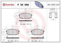 Brembo Bremsbelagsatz, Scheibenbremse P 30 099 FüR Hyundai
