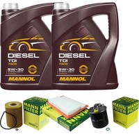 Inspektionspaket 10L Mannol TDI 5W-30 FüR Mercedes W164 ML 320 CDI X204 350