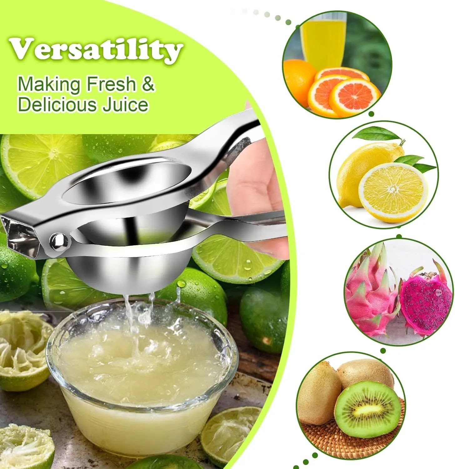 Spremiagrumi Estrattore Manuale di Succo Limoni Arance Frutta Fresca Acciaio - Miniatura 4