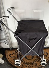 Portable Folding Shopping Cart Trolley Black for Grocery, Laundry, Travel