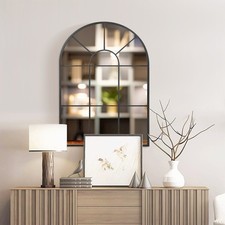 Arched Wall Mirror, 91 x 60 cm Window Mirrors for Living Room, Bedroom
