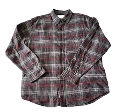 Weatherproof Vintage Men’s 2XL Flannel Shirt Gray Maroon Plaid Western Cowboy