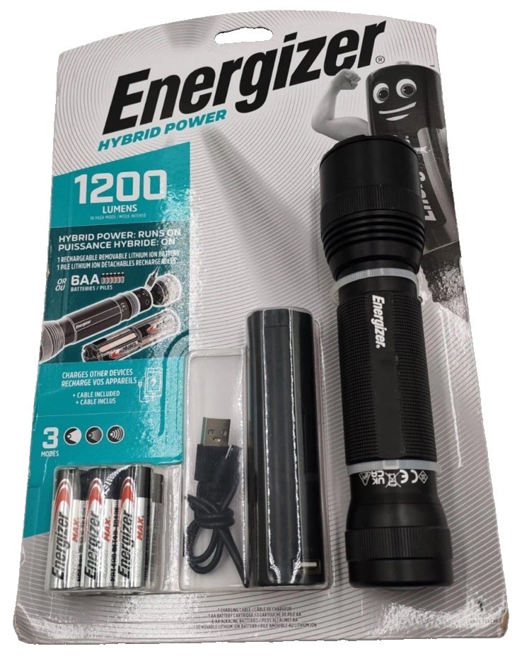 Energizer Torch Light Hybrid Battery Or USB Rechargeable Other Device 1200LM LED