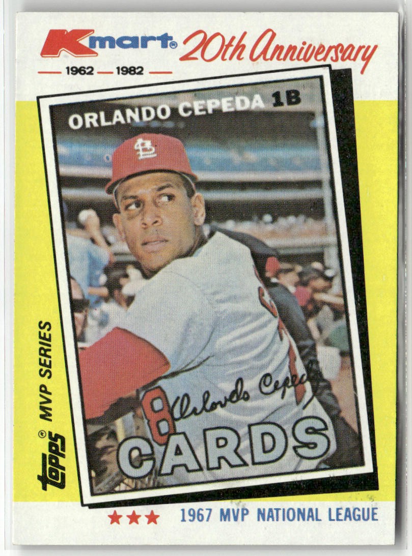 1982 TOPPS KMART 20TH ANNIVERSARY AL & NL MVP'S #12 ORLANDO CEPEDA CARDINALS