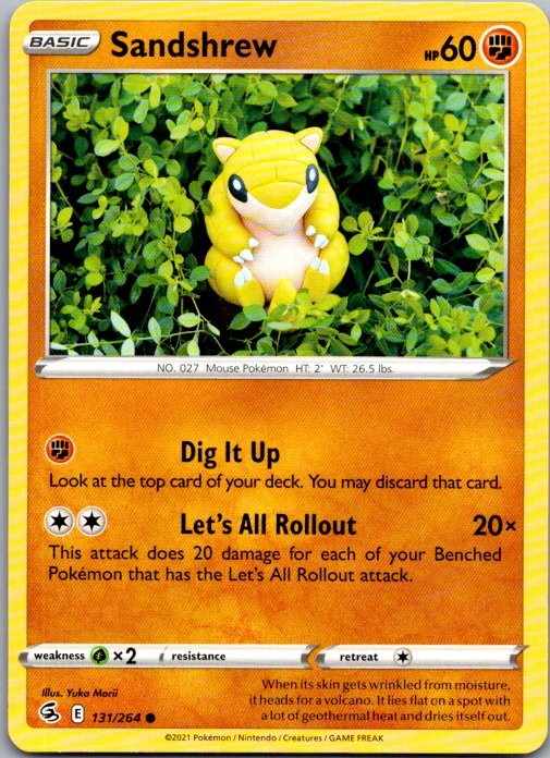 Sandshrew 131/264 Common Fusion Strike Pokemon Near Mint