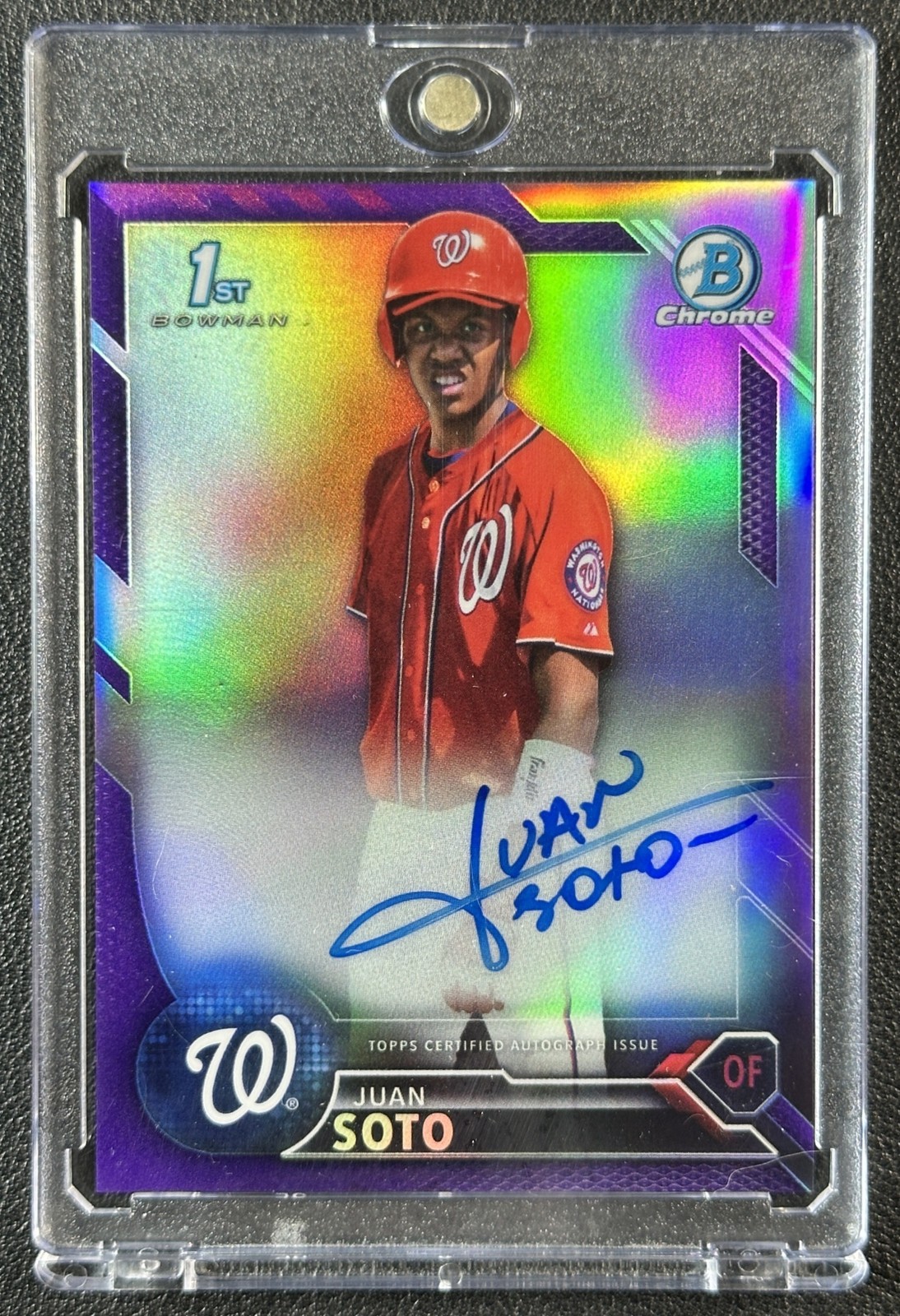 JUAN SOTO 2016 BOWMAN CHROME #CPA-JS 1ST PROSPECT PURPLE REFRACTOR AUTO 207/250