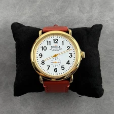 Shinola The Runwell White Dial Leather Strap Chronograph Quartz Men's Watch 47mm