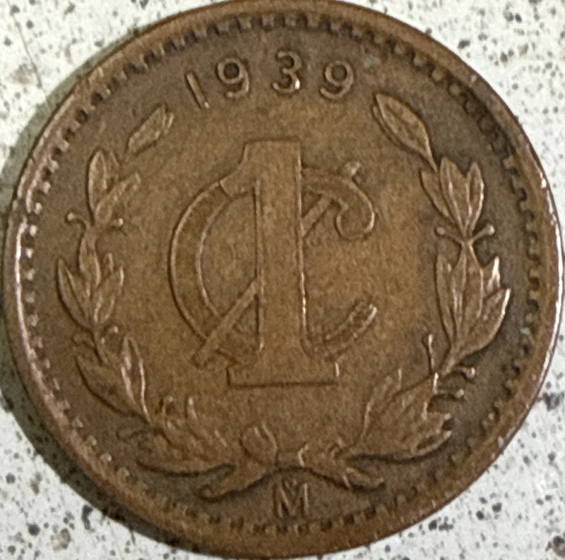 1939 Mexico 1 Centavo Bronze Coin BN Circulated Uncertified Ungraded