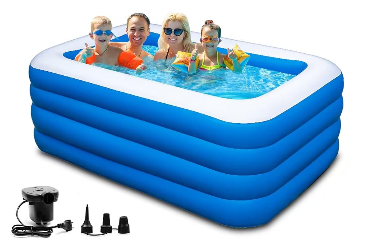 Piscina Inflable, 79" x 58" x 29" Espesada Familia Sobre el Suelo Piscina...