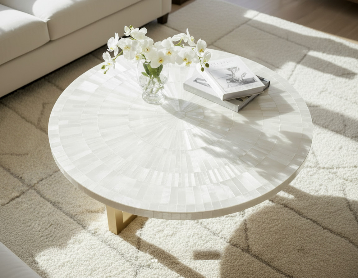 Luxury Selenite Gemstone Coffee Table |  Handmade Stone Furniture | Luxury Decor