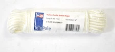 TelePole Manufacturing Nylon Solid Braid Rope 1/4" x 45' White Hardware Line
