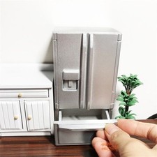 1/12 Scale Dollhouse Miniatures Double-Door Refrigerator Kitchen Accessories