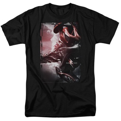 Power Rangers Poster Red Zord T-Shirt Herren Unisex Kurzarm Schwarz