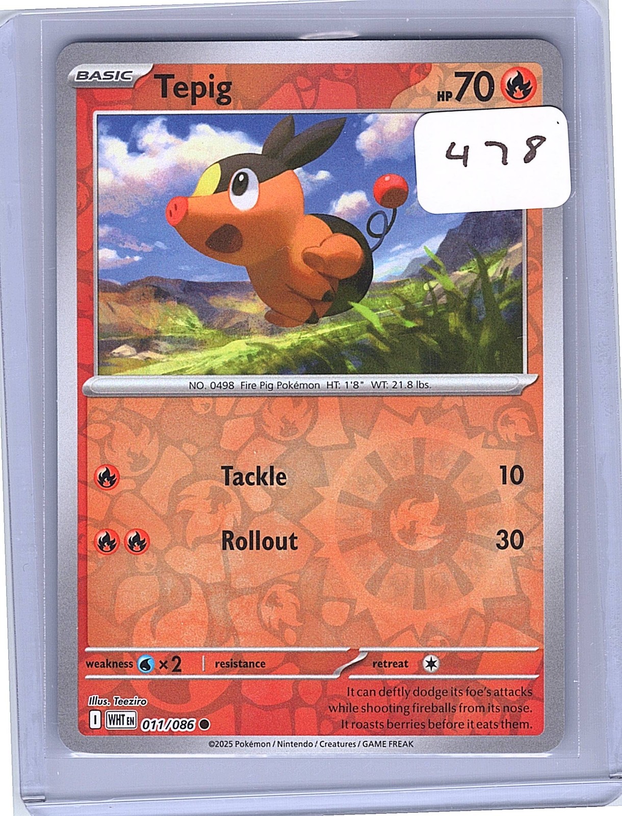 Tepig Reverse Holo Common SV: White Flare 011/086 NM