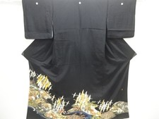 7577357: JAPANESE KIMONO / TOMESODE / EMBROIDERY / CRANES / ARTIST WORK
