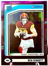 2024 Panini Donruss Rated Rookie Ben Sinnott Purple Prizm /490 #314 Commanders