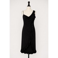 Jessica McClintock Gunne Sax Dress Black Ruffle Midi 90s Y2K Vintage USA Made