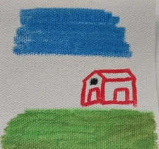 GAT 4X4 Small mini Wall Art ORIGINAL Painting Red Barn Abstract Art Home Decor