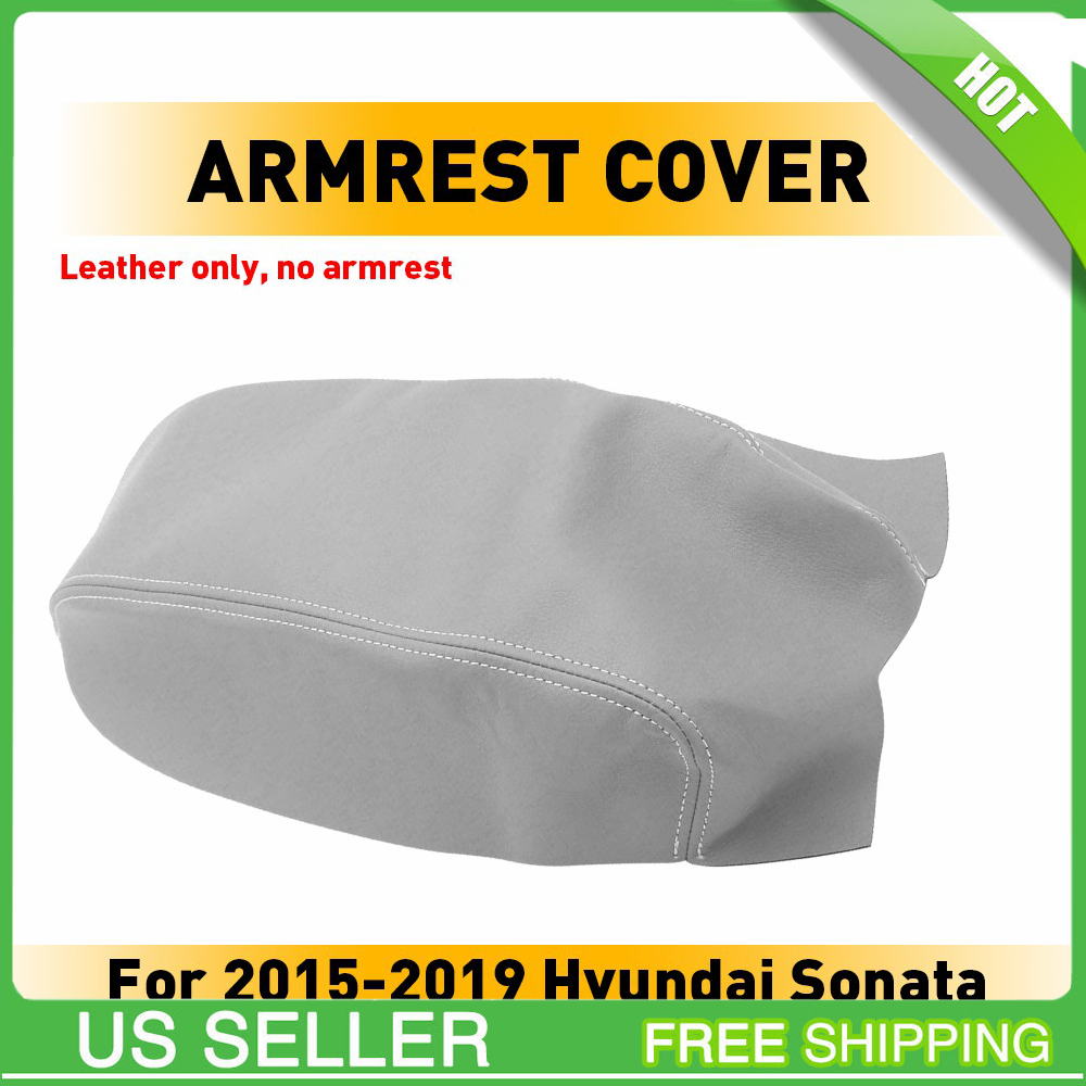 Fits 15-19 Hyundai Sonata Gray Vinyl Leather Center Console Lid Armrest Cover US