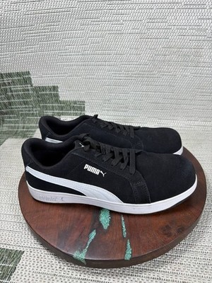 Puma Shoes Mens Size 10.5 Iconic Low Steel Toe Work Black Suede Slip Resistant
